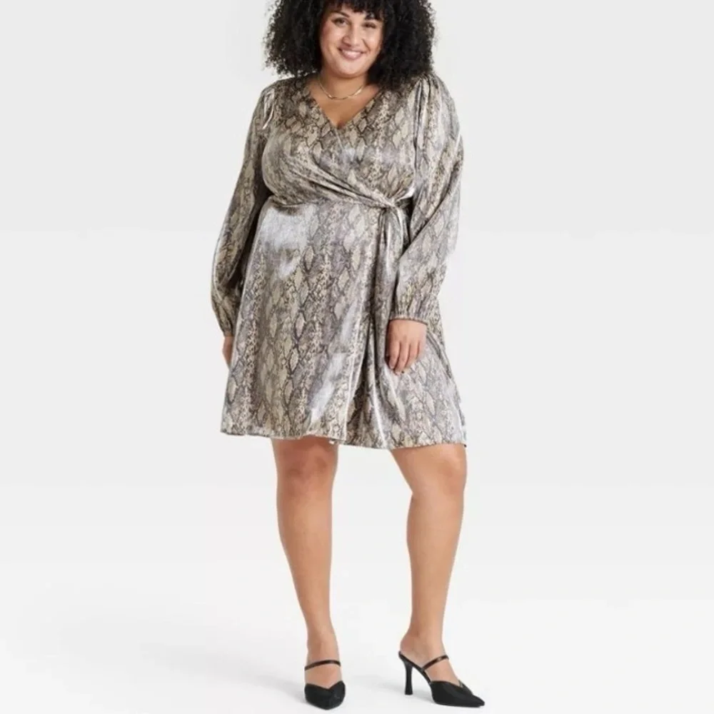 Ava & Viv Snake Print Dress Black Gray